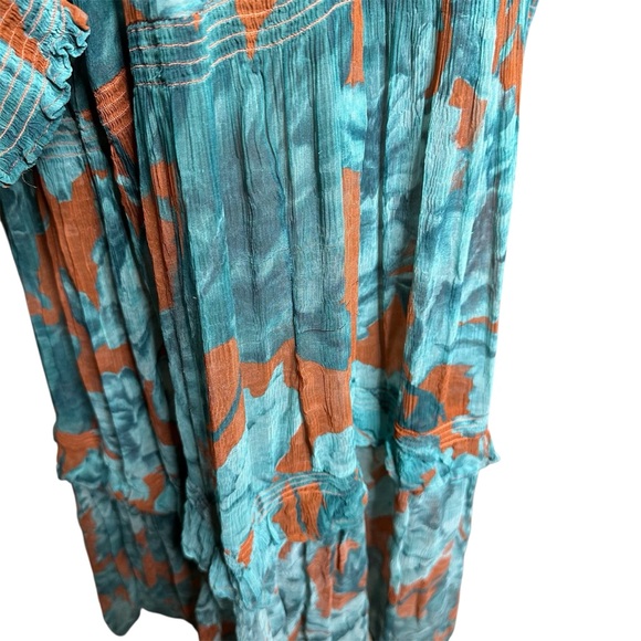 Anthropologie The Marais Printed Chiffon Maxi Dress Tiered Ruffle Ties Tassel MP - Picture 7 of 7